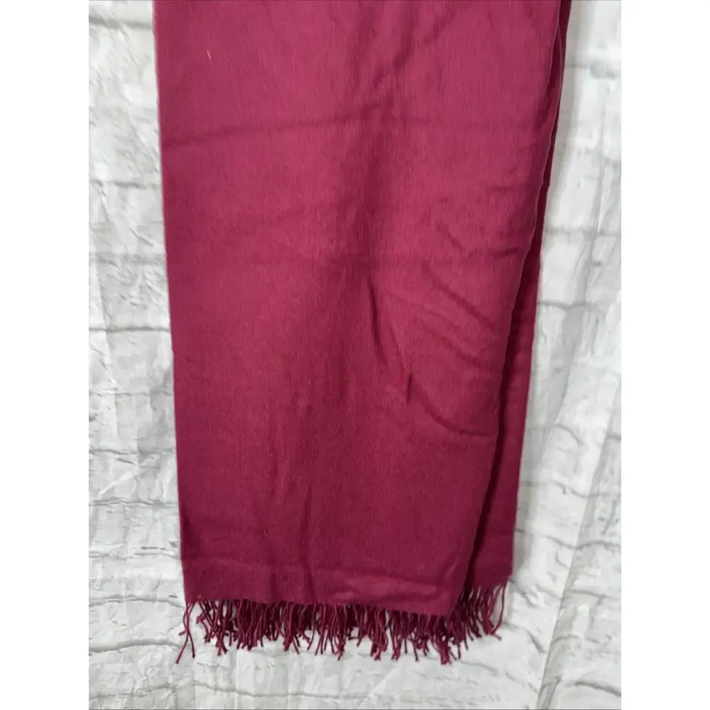 Alicia Adams 100% Baby Alpaca Burgundy Tassel Fringe Throw 51